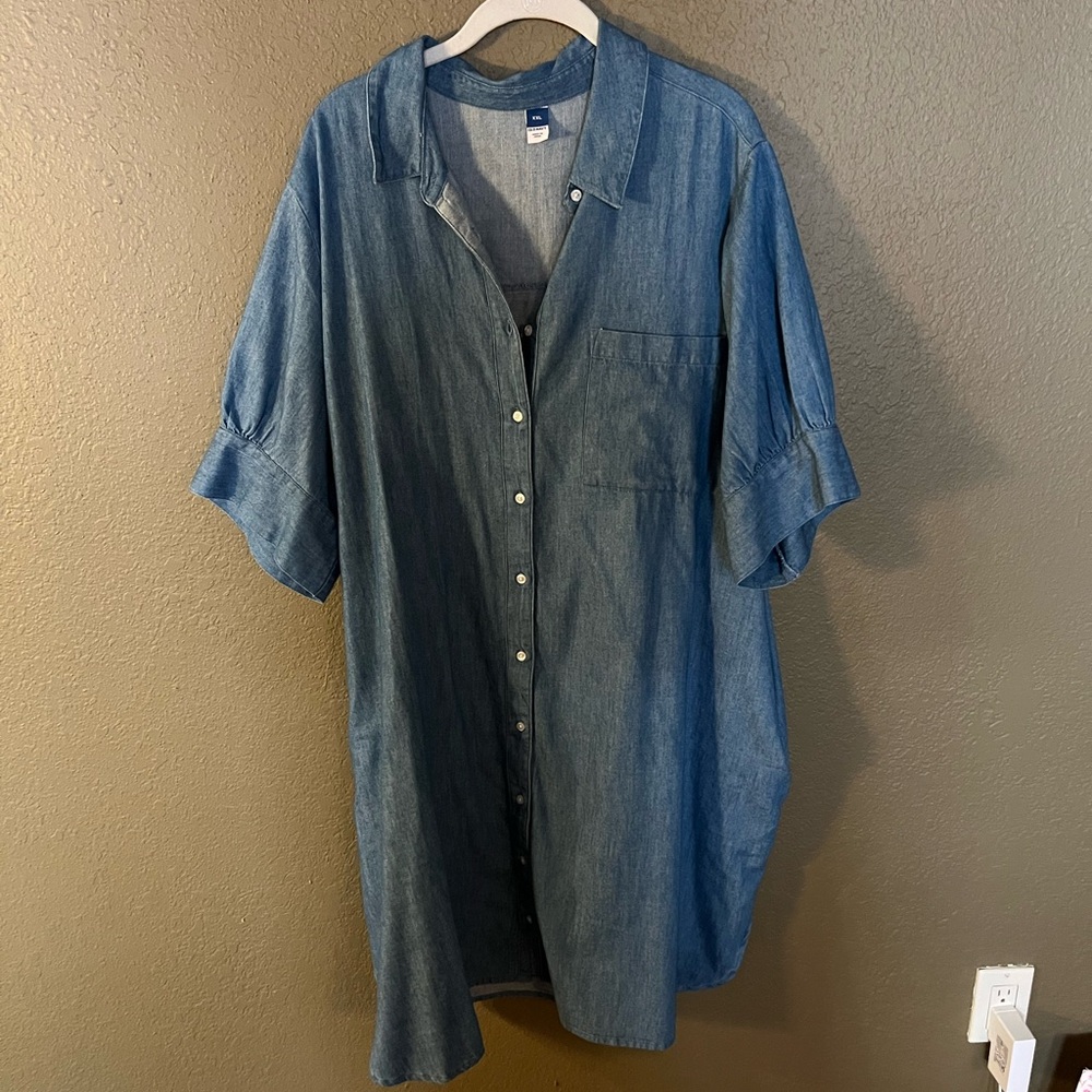 Old Navy Light Blue Denim Shirt Dress